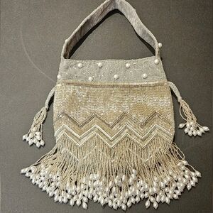Ricki Designs Elegant Beaded Gray, Silver and Gold Women's Bag